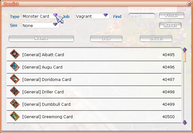 Item Drop Cards - Ragnarök Wiki